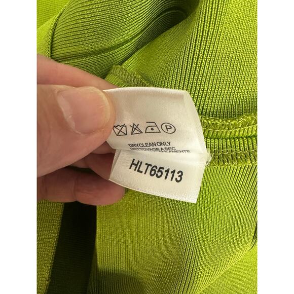 Herve Leger size Medium Mini Dress Spring 2010 Lime Green Color Block Bandage - Picture 8 of 10